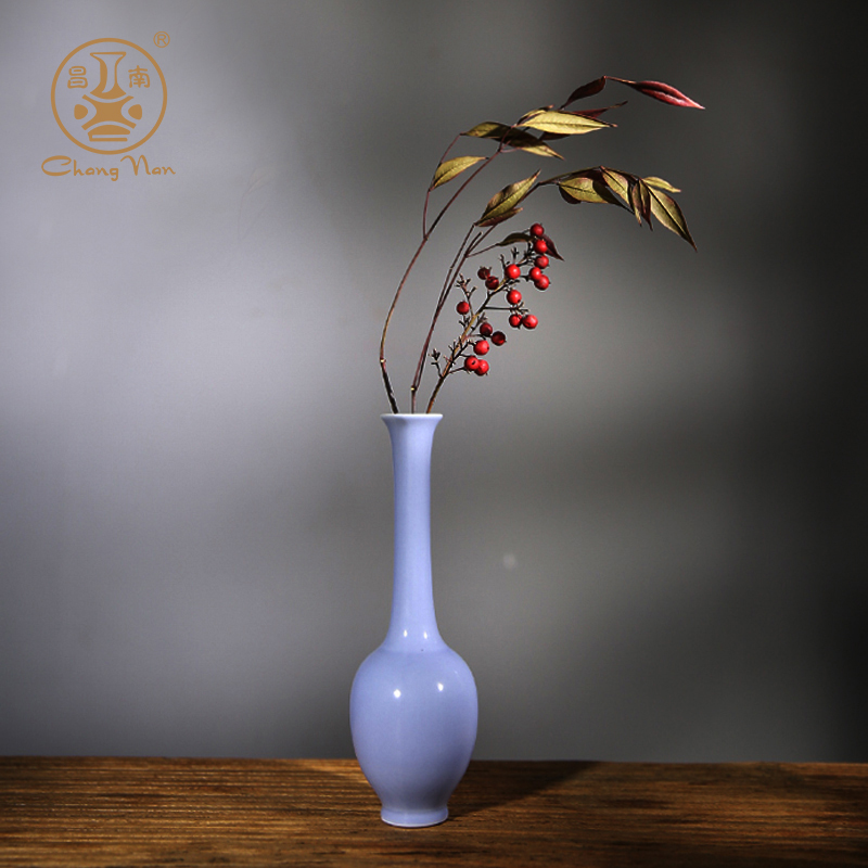 Chang south ceramics jingdezhen porcelain manual pure color flower vase contracted place tea accessories pure color flowers