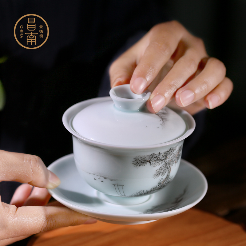 Chang, south jade porcelain jingdezhen ceramic tureen tea cups shadow hand - made only three tureen large kung fu tea cup