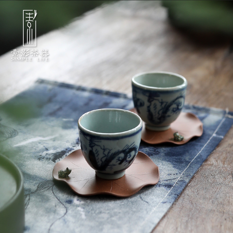 Plain film creative lotus leaf cup mat purple sand cup against the hot insulation pad tea zero cup home lotus site of frogs