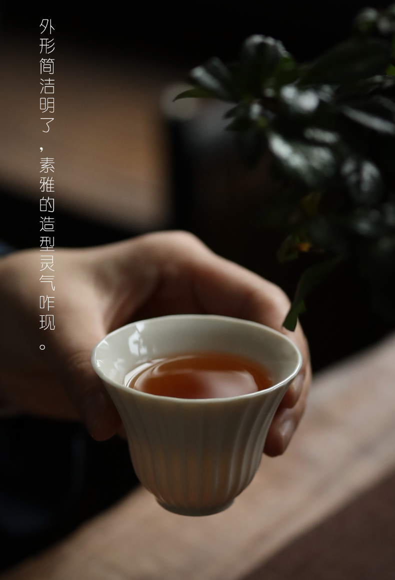 Plain shade plant ash checking ceramic cups single kung fu tea set household small master cup tea tea