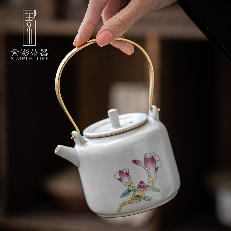 Plain film your up girder pot of tea ware ceramic teapot household kung fu tea set piece can raise RuTao single pot