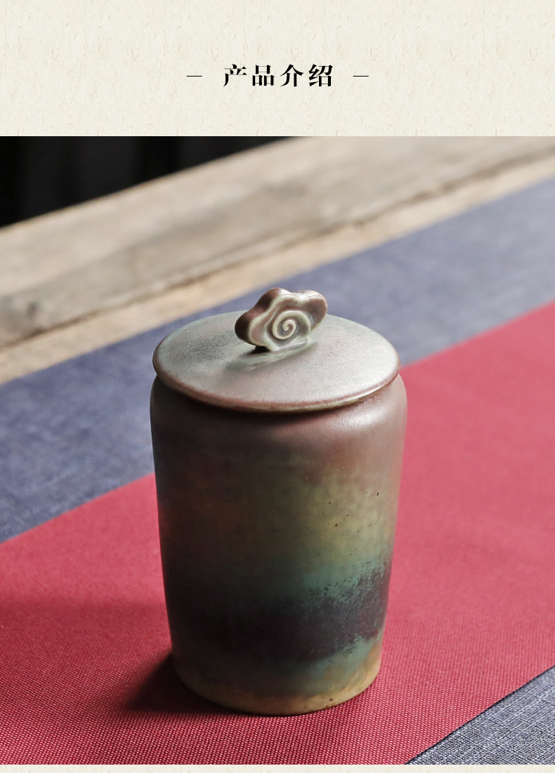 Plain film caddy fixings ceramic Japanese household seal pot variable moisture restoring ancient ways of tea warehouse storage tanks super