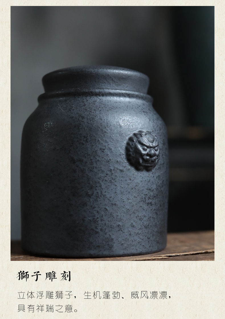 Plain film of ink dye caddy fixings puer tea warehouse glaze ceramic tea pot storage tanks blackstone small seal pot