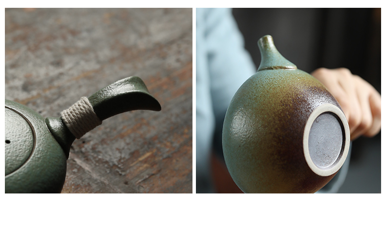 Element shadow side put the pot of household contracted coarse pottery teapot single pot Japanese kung fu tea tea is a complete set of restoring ancient ways
