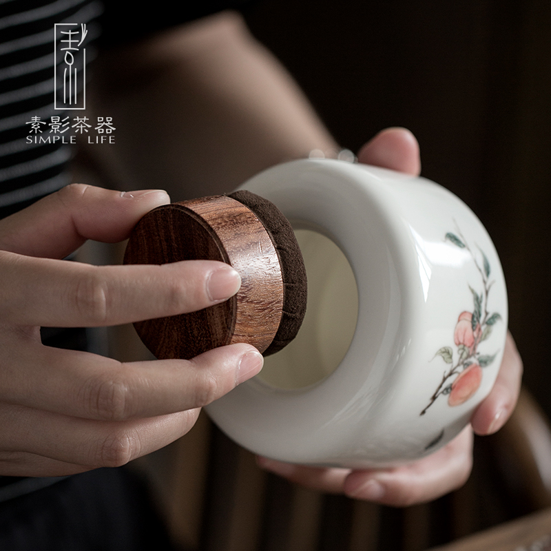 Plain film hand - made persimmon receives small caddy fixings creative tea warehouse household ceramic seal pot portable storage tanks