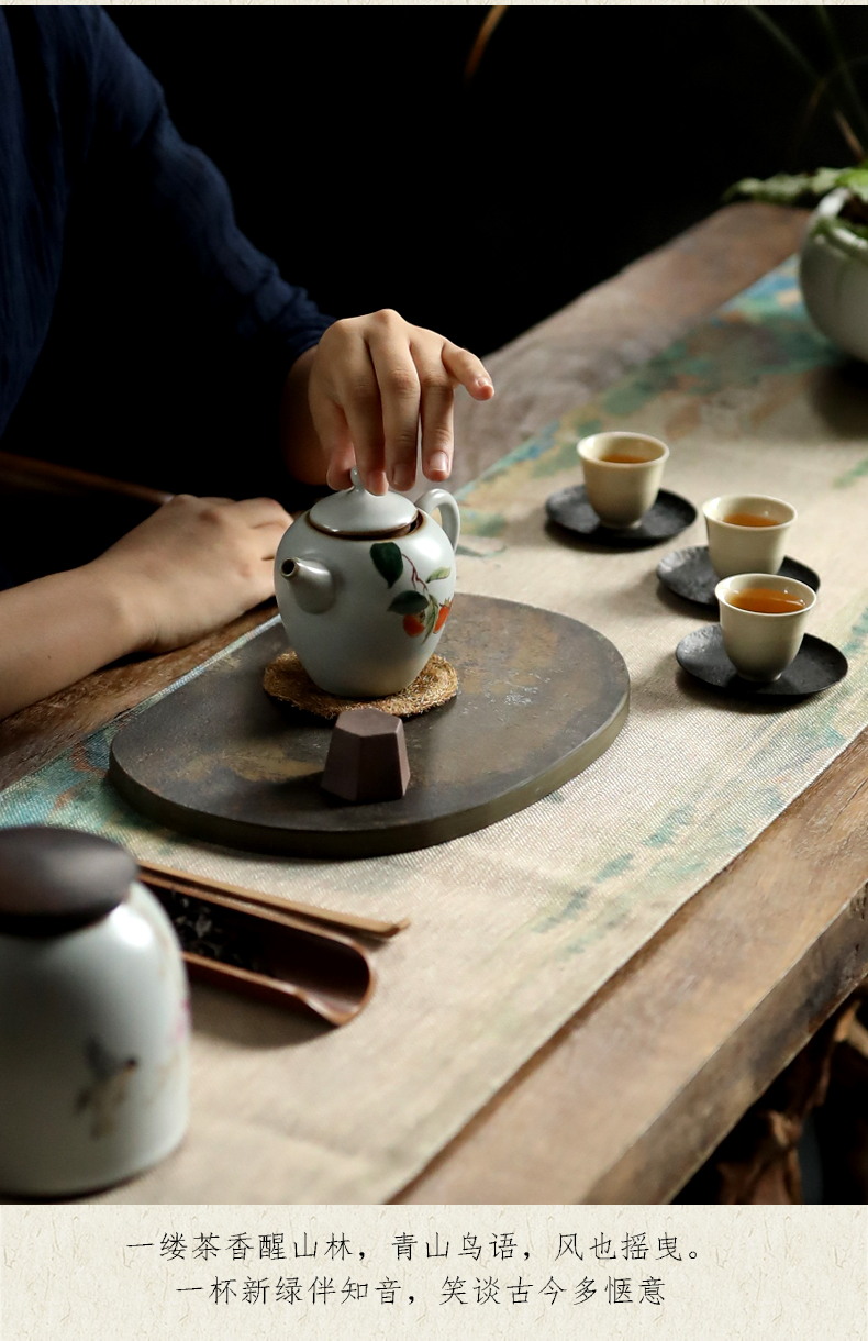 Restoring ancient ways, shadow RuTao household ceramic teapot beauty kung fu tea tea single pot of primitive simplicity can raise the teapot