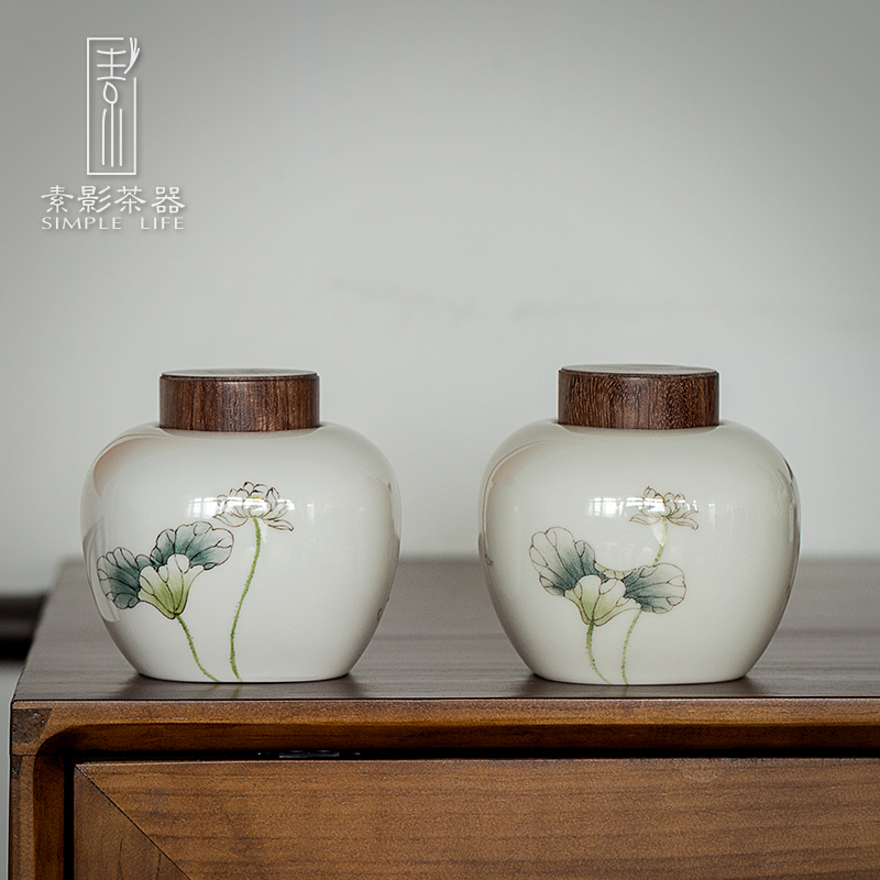 Plain film hand - made ceramic tea pot small portable portable sealed as cans household white porcelain tea pot storage tanks