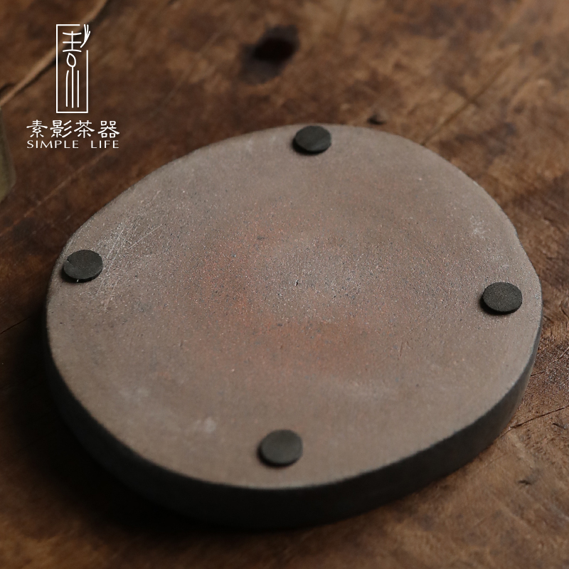 Plain shade round pot bearing ceramic contracted dry pot foster Taiwan monolayer thick clay pot tray was retro tea accessories