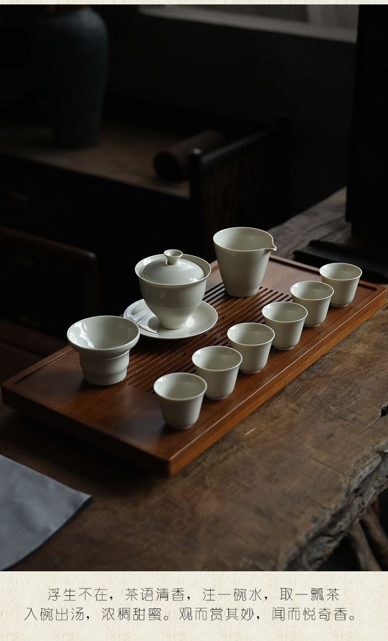 Plain shade plant ash tureen hand made ceramic three Japanese tea cup to finger bowl tea taking zero with tea