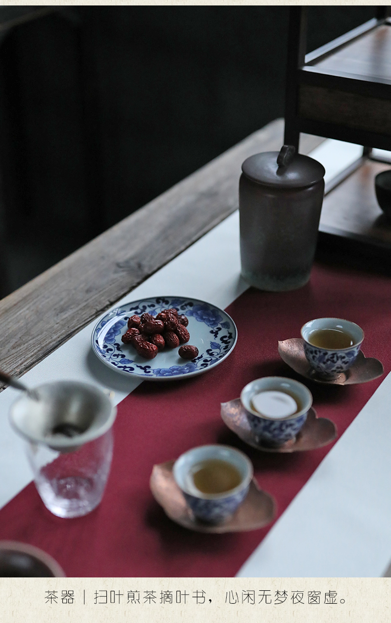 Element shadow tray of blue and white porcelain ceramic tea tray was contracted tea sea round saucer household pot bearing large fruit bowl dessert plate