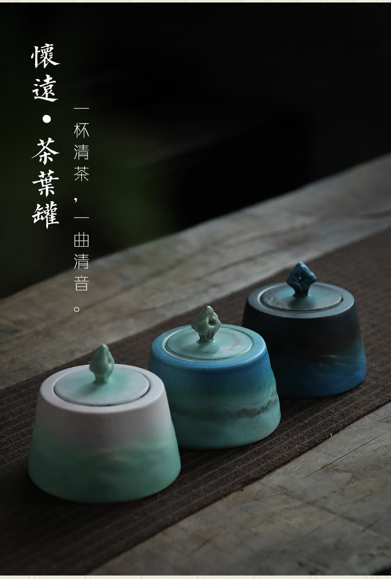 Plain film sealed up with portable small household ceramic tea is tea caddy fixings storehouse storage tank creative custom restoring ancient ways