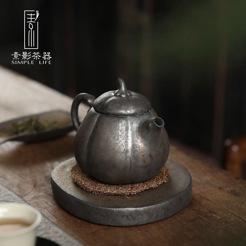 Plain shade round pot bearing ceramic contracted dry pot foster Taiwan monolayer thick clay pot tray was retro tea accessories