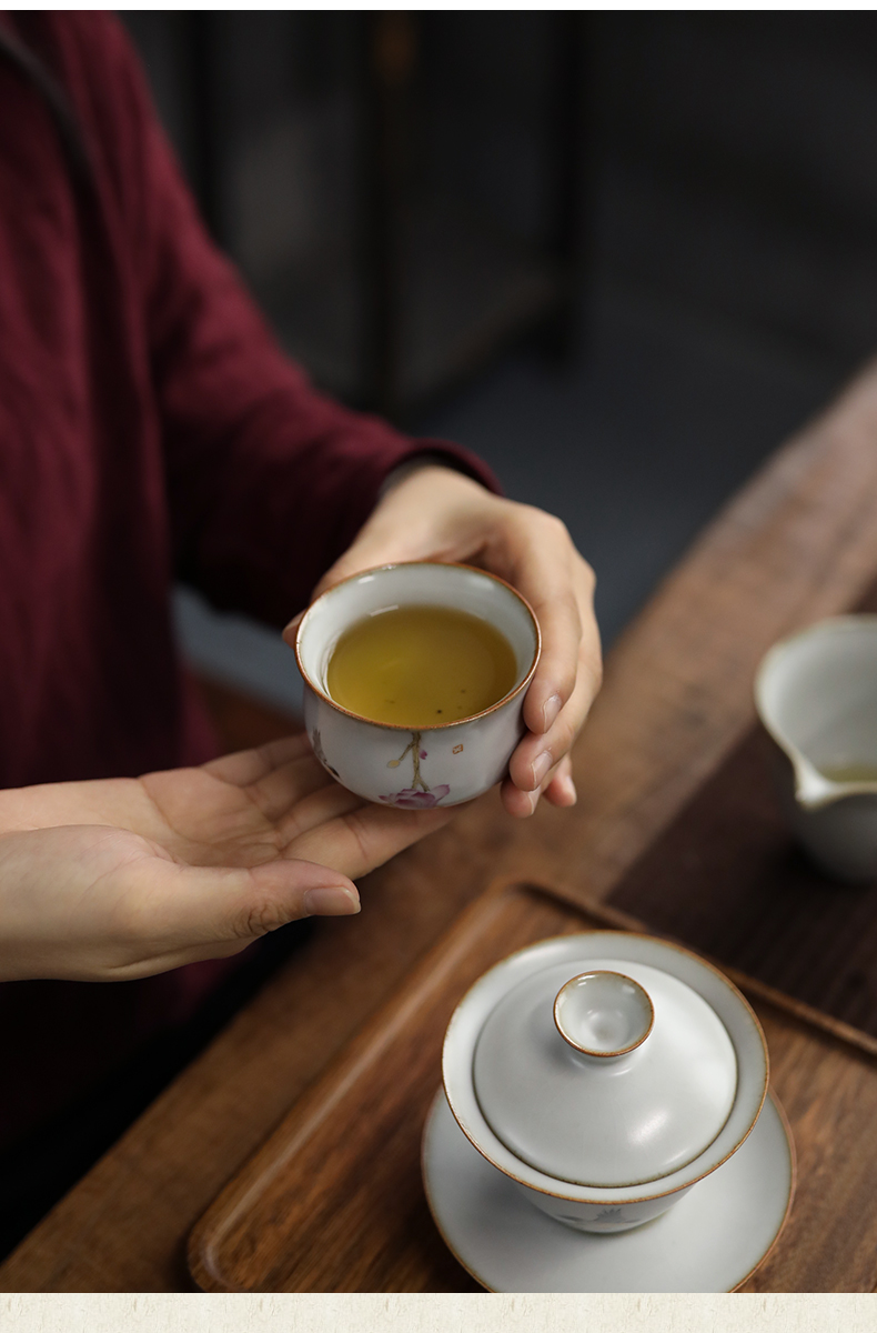 Restoring ancient ways, shadow your up ceramic ink cups tea tea masters cup home RuTao sample tea cup of primitive simplicity of the old color