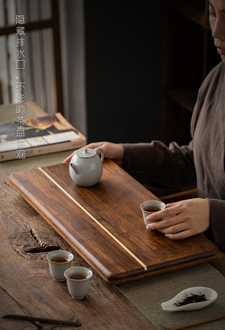 Shadow Japanese weight bamboo tea tray was water drainage large tea table drawer contracted household solid wood tea bamboo sea