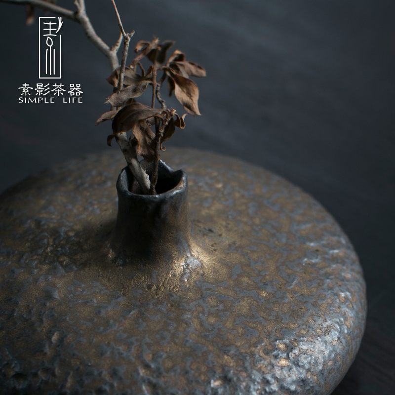 Plain film of Chinese style restoring ancient ways flower implement ceramic crafts tea pet gold furnishing articles sitting room home decoration vase