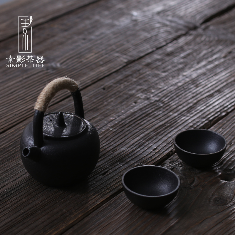 Restoring ancient ways, shadow coarse now pot 2 cups of of primitive simplicity simple girder pot household ceramics kung fu tea set Chinese suit