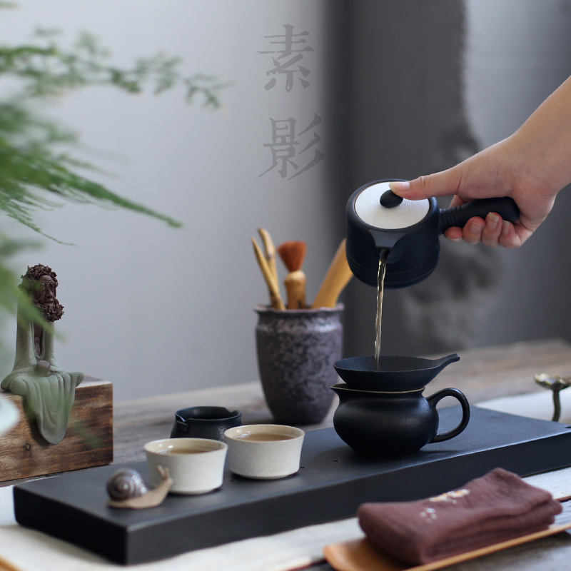 Element shadow small ceramic tea tray storage rectangle ChengChan black single dry wind mercifully kung fu tea tea pot