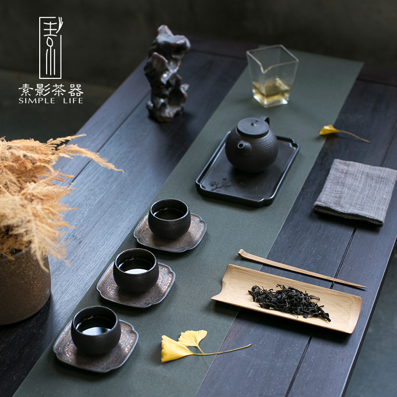 Plain film ocean 's Japanese coarse pottery teacup zen wind restoring ancient ways, black cup home old personal mudstone cup cup sample tea cup