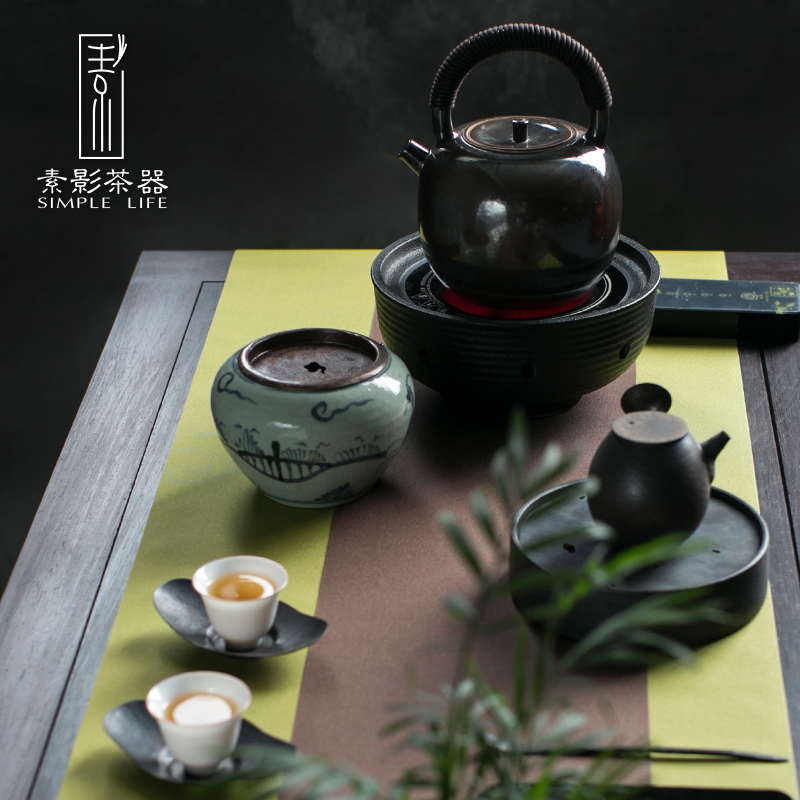Restoring ancient ways, shadow Japanese pot of boiled tea kettle coarse pottery TaoLu old rock mud manual girder pot of warm tea