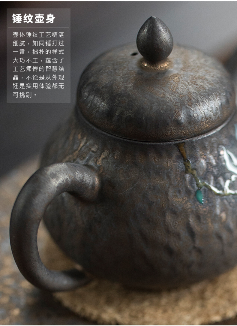 Plain film gold high temperature glaze coarse pottery teapot hand - made teapot filtering household with restoring ancient ways of zen single pot pot