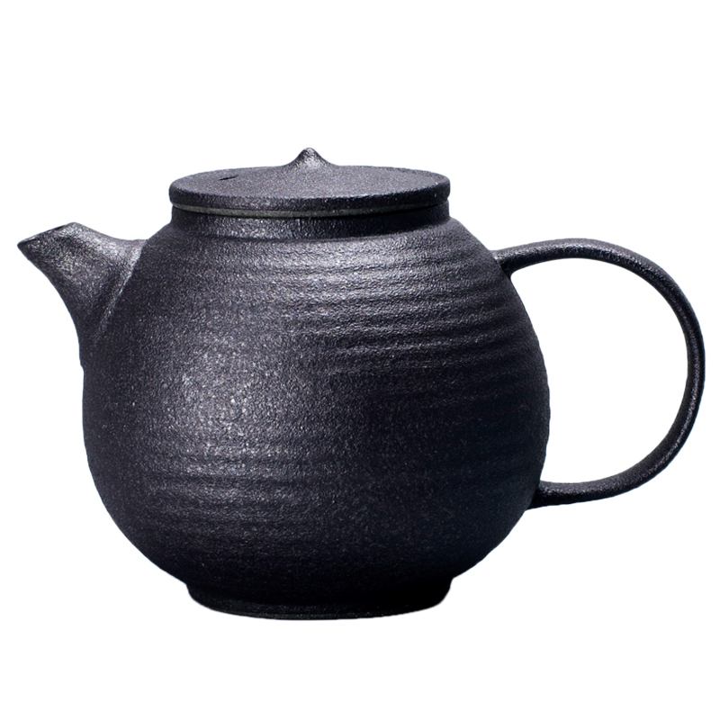 Plain film Japanese coarse pottery teapot small creative zen wind restoring ancient ways is black is the tea pot of household, single pot