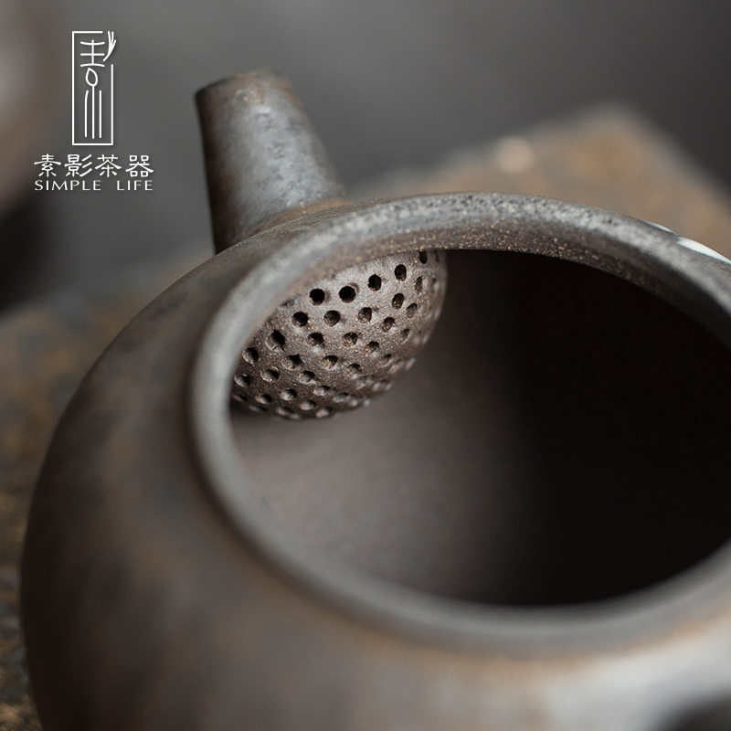 Plain film gold high temperature glaze coarse pottery teapot hand - made teapot filtering household with restoring ancient ways of zen single pot pot