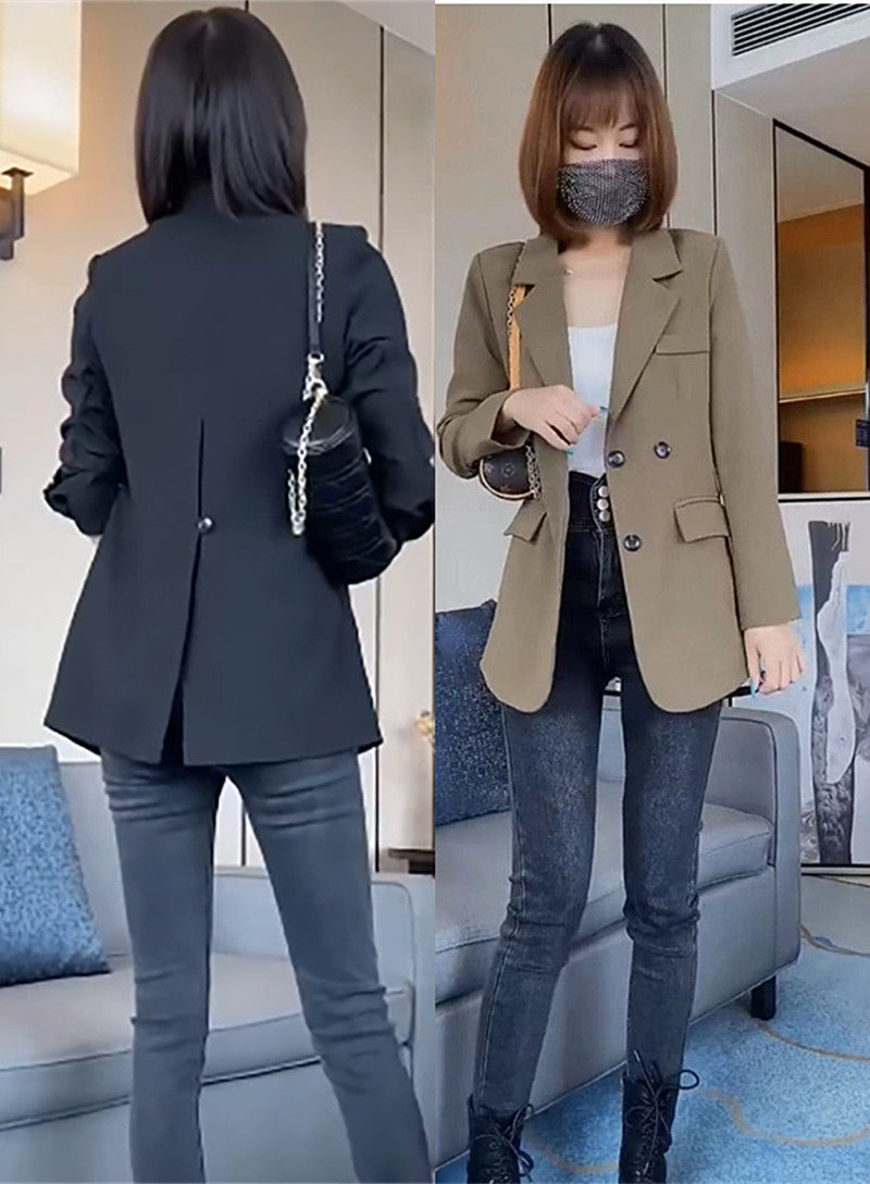 Net Red Black Small Suit Jacket Woman 2022 Chunqiu New Korean version casual Fashion Little Subsuit Jacket Tide