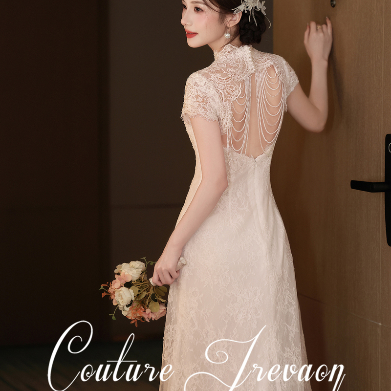 Ian 2026 New White Chinese-Style Autumn and Winter Lace Cheongsam Light Wedding Dress Bridal Main Dress Going-Out Dress Toast Dress Ian 2026 New White Chinese-Style Autumn and Winter Lace Cheongsam Light Wedding Dress Bridal Main Dress Going-Out Dress Toast Dress