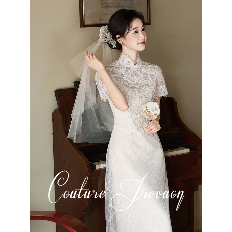 Ian's Original [Yunsheng] Chinese-Style Light Wedding Dress Engagement Cheongsam for Women 2026 Model Bride Registration White Dress