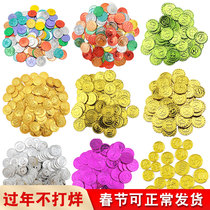 Childrens game props seven color Lucky Star gold coin pirate gold coin wish plastic five-pointed star Smiley face coin