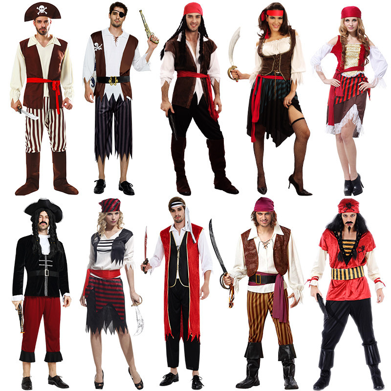 Halloween costumes pirate acting suit Men and women Caribbean Pirates cosplay Adult Makeup Ball Costume Out-Taobao