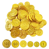 Children reward small coins Toy plastic gold coins props Pirate gold coins Simulation fake coins Treasure scavenger hunt game