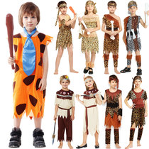 Children savage costume Hunter Indian costume Primitive African drum Adult dance dress up costume