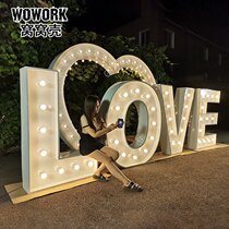Cross-border wedding props background large letter light led waterproof outdoor INS photo glowing word birthday party