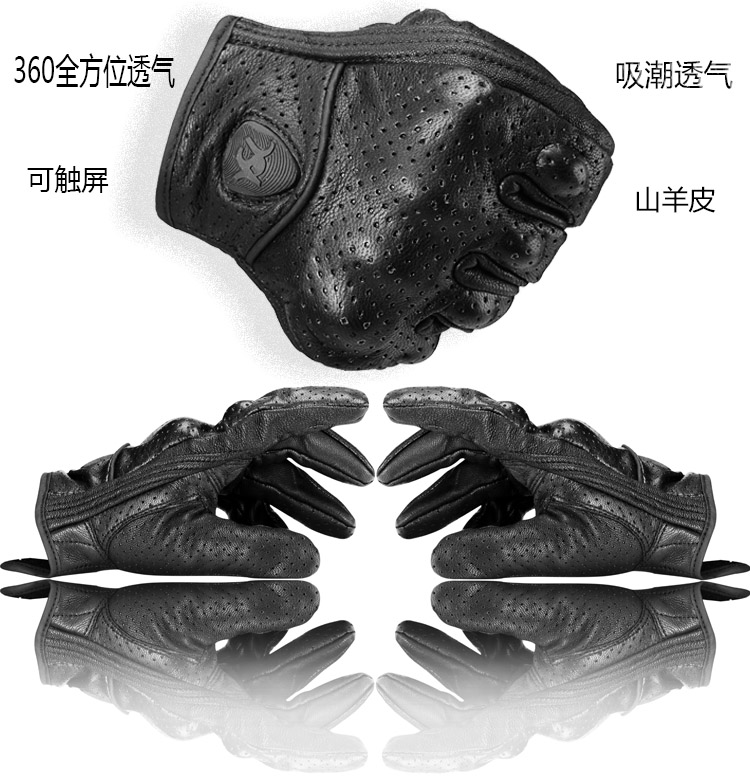 Đen cổ điển Găng tay da xe máy Harley Bốn mùa Găng tay da Harley đầy đủ Găng tay da - Xe máy Rider thiết bị găng tay xe máy mùa đông