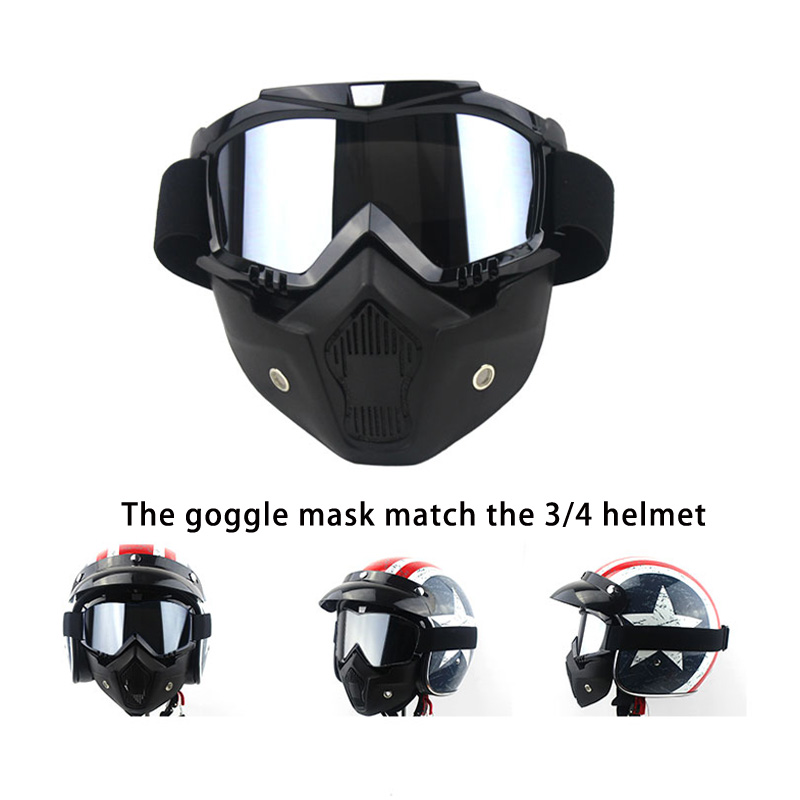 Vintage Harley xe máy mũ bảo hiểm kính râm Nam và nữ cá tính đầu máy nửa mặt nạ mũ bảo hiểm - Xe máy Rider thiết bị bảo hộ đầu gối