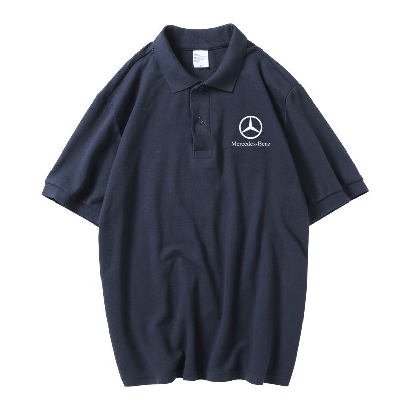 Summer xe biểu tượng Mercedes 4S cửa hàng quần áo làm việc nửa tay áo dave t-shirt polo tùy chỉnh của nam giới và phụ nữ