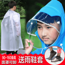 Childrens raincoats boys and girls waterproof kindergarten transparent primary school poncho double brim with schoolbag