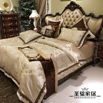 European beige high precision brocade ten-piece Villa six-piece embroidery 1 8m four-piece bedding bed cover