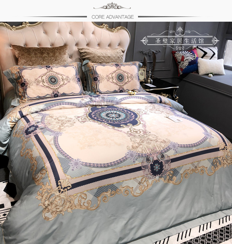 Châu Âu in kỹ thuật số dài chủ yếu cotton bốn mảnh cotton đôi chăn 1,5m mô hình phòng ngủ cotton 4 - Bộ đồ giường bốn mảnh bộ chăn ga