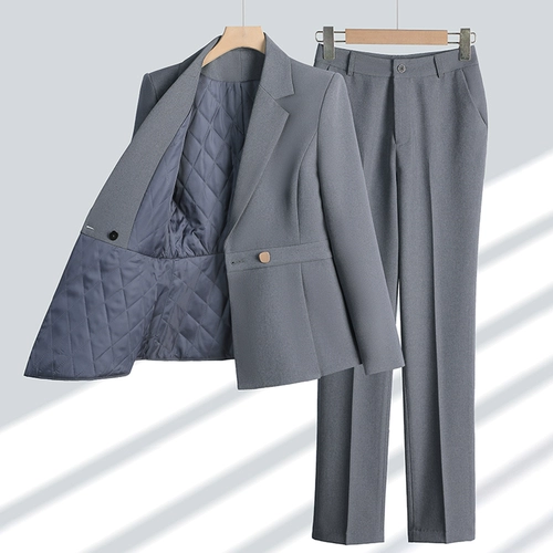 Стеганый пиджак классического кроя, осеннее ювелирное украшение для работы, увеличенная толщина