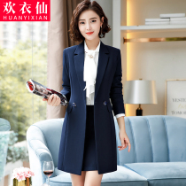 Business dress 2021 new spring and autumn dress women suit long windbreaker fashion stewardess uniform work clothes