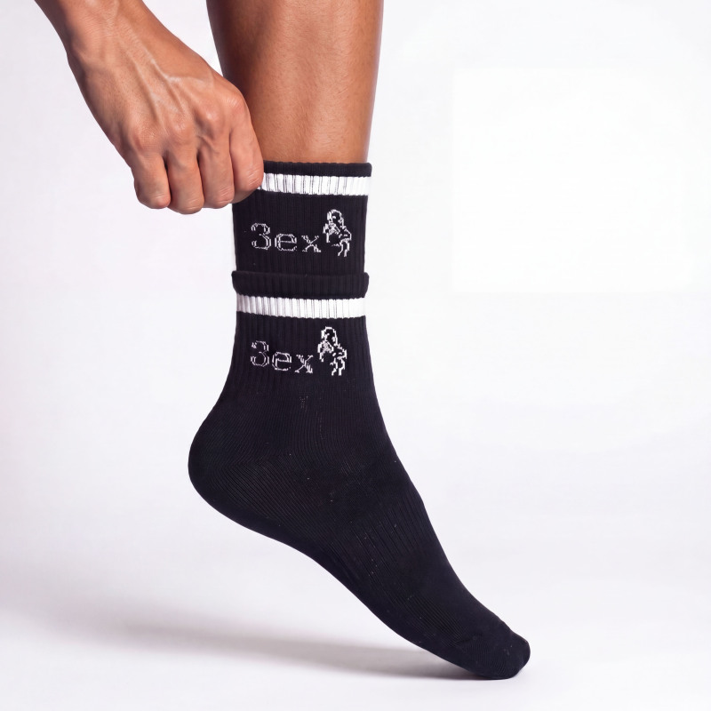 Fourth3Ex Designer Two-In-One Mid-Calf Socks for Men and Women with Year of the Horse Logo Embroidery, Combed Cotton, Odor-Resistant Long Socks