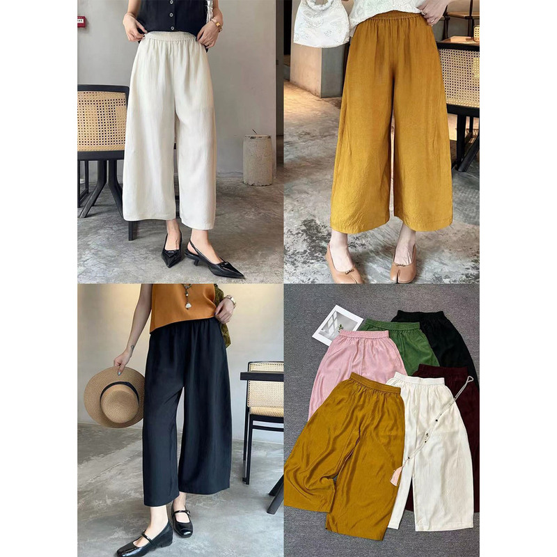 Shenzhen Nanyou Women's Fashion 2026 New European Style Fashion Elastic Waist Acetate Cropped Floral Casual Wide-Leg Pants for Women
