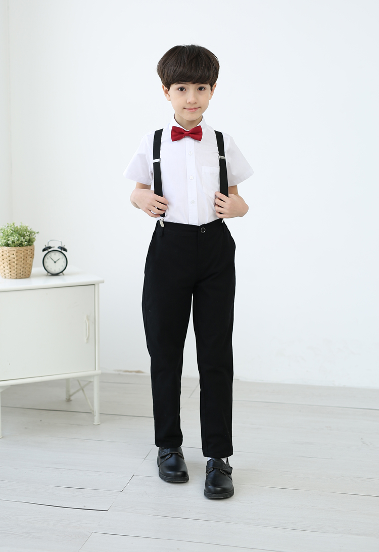 Bé gái áo sơ mi trắng tay ngắn bé trai lớn bé trai mùa hè áo sơ mi trắng trường tiểu học đồng phục học sinh sáu bộ quần áo biểu diễn - Áo sơ mi đồ trẻ em
