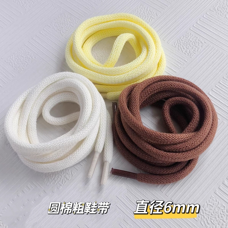 New 6mm Round Cotton Retro Colorful Shoelaces Suitable for Men's and Women's Sneakers, Casual Shoes, Dad Shoes, Sweatshirts, and Sweatpants Waistbands