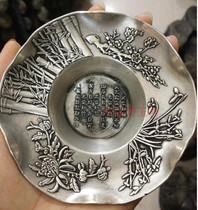 One dollar shot pure copper solid text play antique white copper Seiko Lotus lettering pen Wash dishes Collection gifts