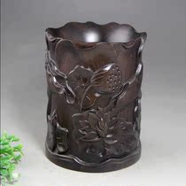 One dollar auction is coming to an end African ebony lotus pen holder high-end collectible ornaments