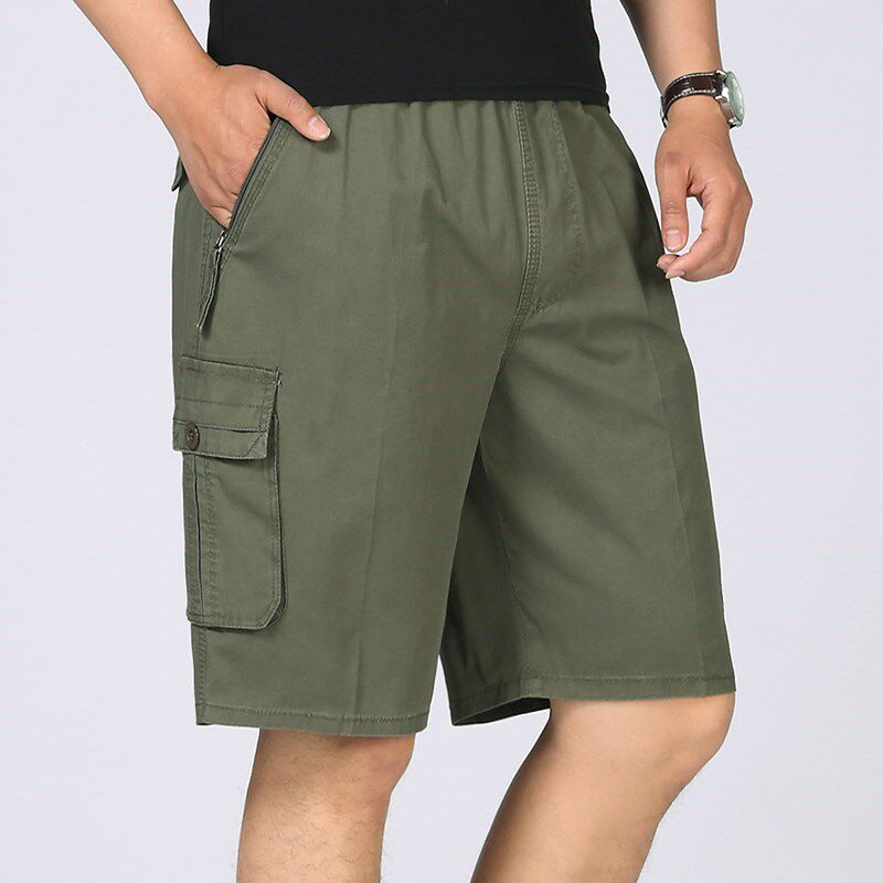 Middle Aged Suit Shorts Men's Summer Loose Tightness High Waist Pure Cotton Casual 50% Pants 50% Pants Dad Outwear