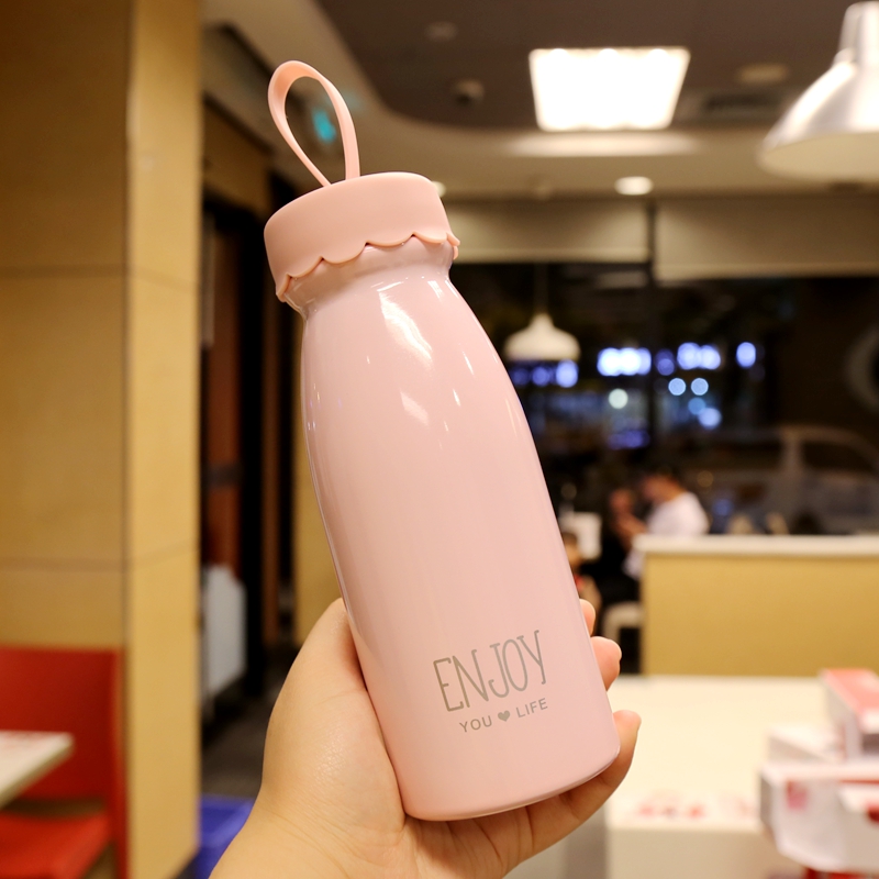 Literature and art fresh male and female students Korean version of simple portable thermos cup 304 stainless steel vacuum cold mini cute